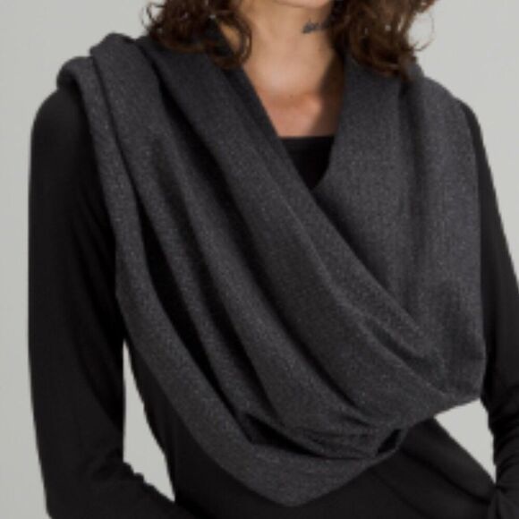 LULULEMON SCARF CUSTOMIZABLE SNAP SCARF HEATHERED BLACK RULU SOFT CARDIGAN NWT - Picture 3 of 3